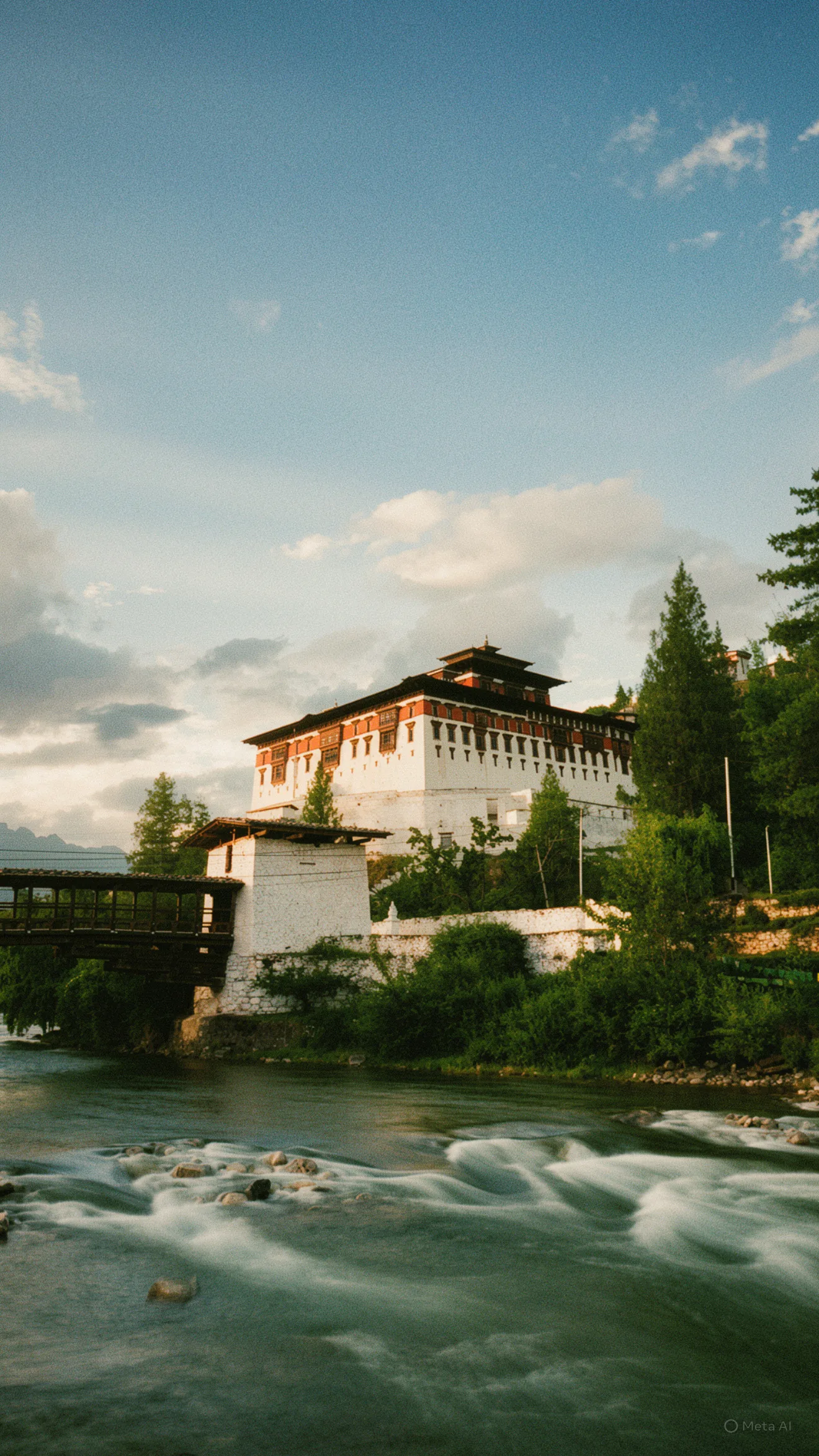 rinpung-dzong-paro-cantilever-bridge-river